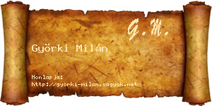 Györki Milán névjegykártya